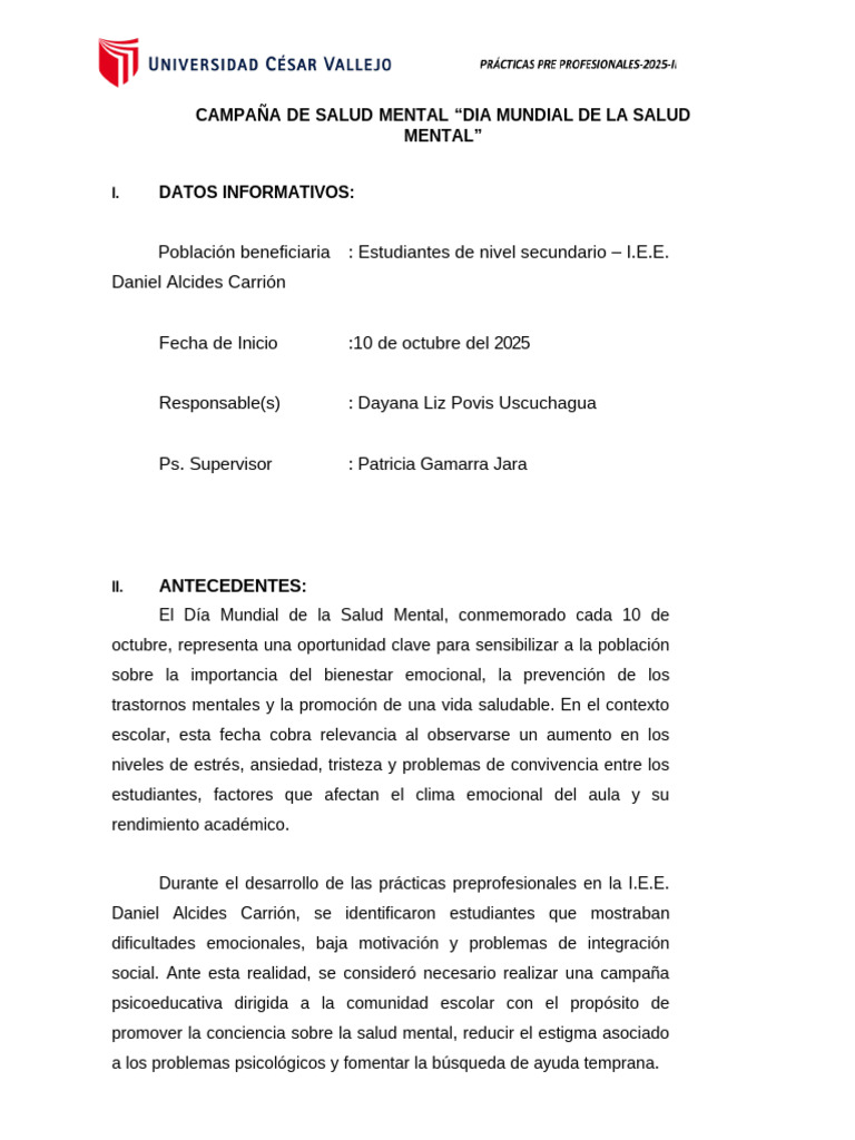Campaña de Dia Mundial de La Salud Mental | PDF | Salud mental | Las ...