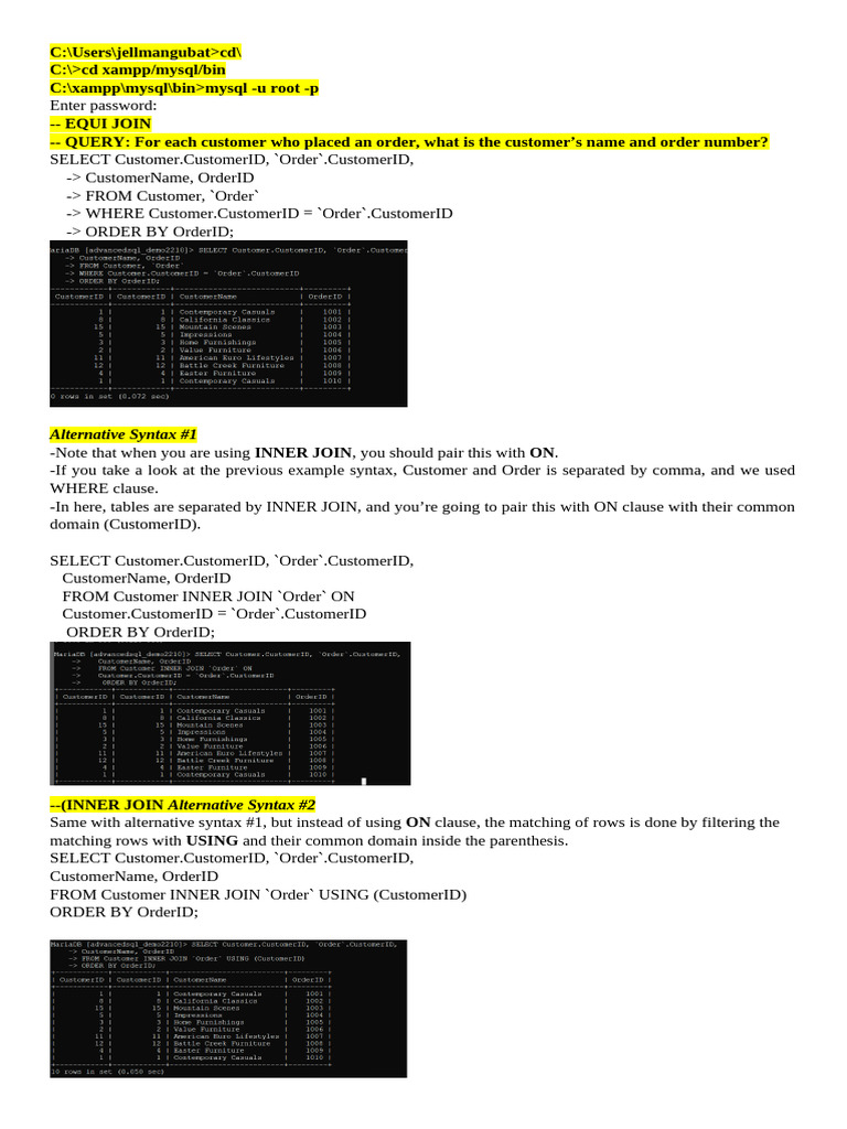 Chapter 1 - SQL Joins Notes | PDF | Sql | Computing
