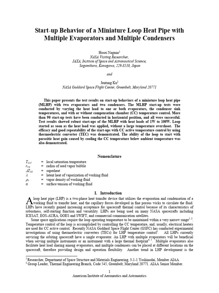 (传统方案) Start-Up Behavior of a Miniature Loop Heat Pipe With Multiple ...