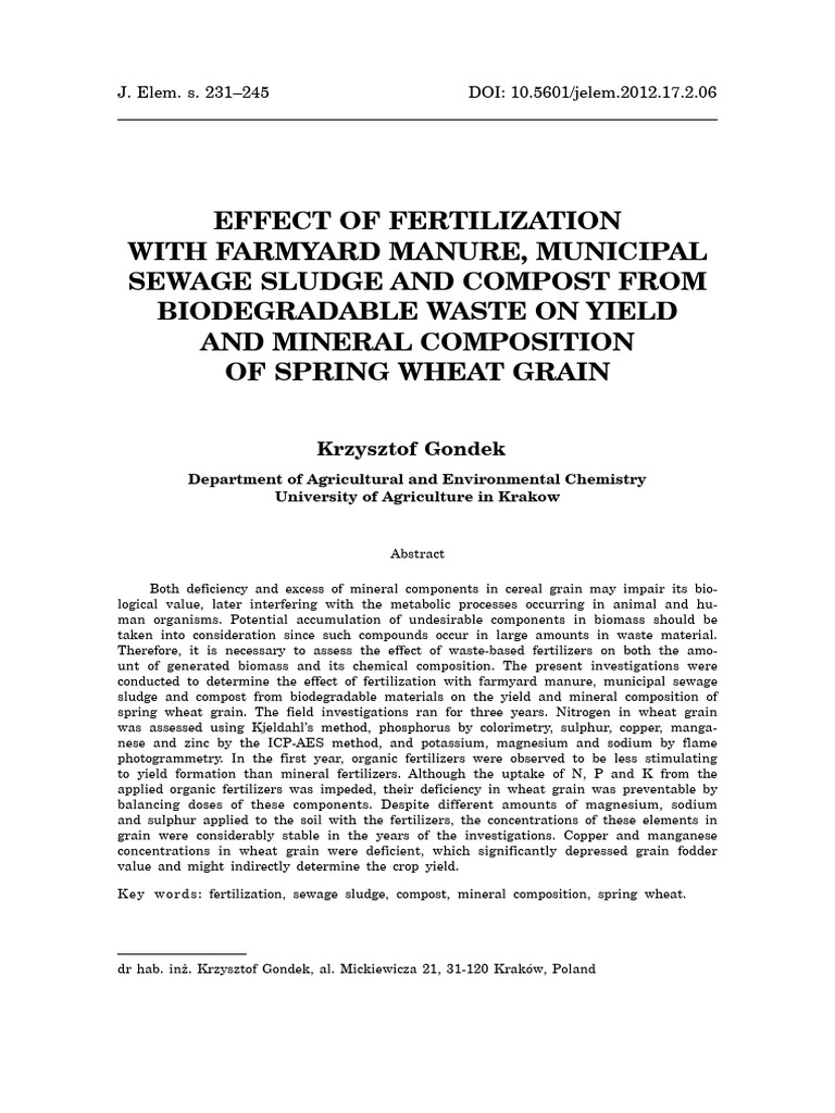 Effect of Fertilization With Farmya | PDF | Fertilizer | Soil