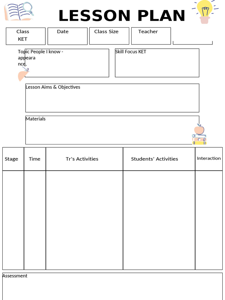 Lesson Plan Document in Yellow White Simple Style | PDF
