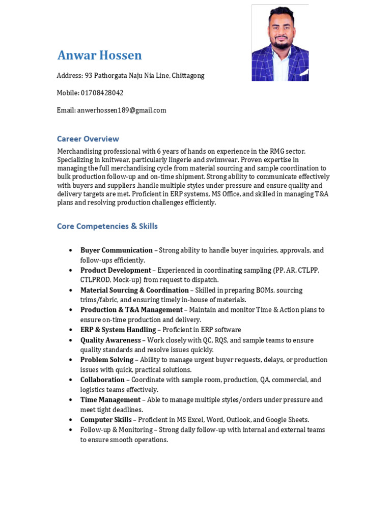 Mohammad Anwar Hossen CV New | PDF | Computing | Business