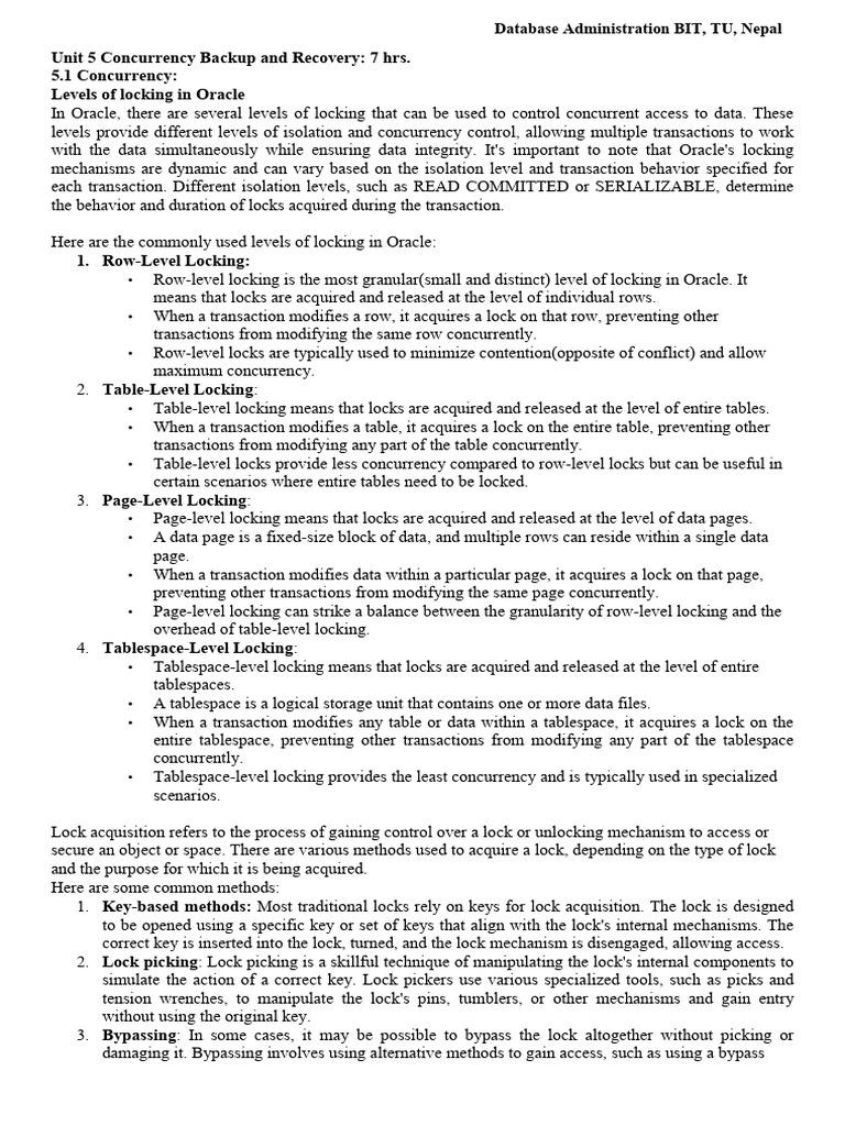 Unit 5 Concurrancy - Backup - Recovery DBA | PDF | Database Transaction ...
