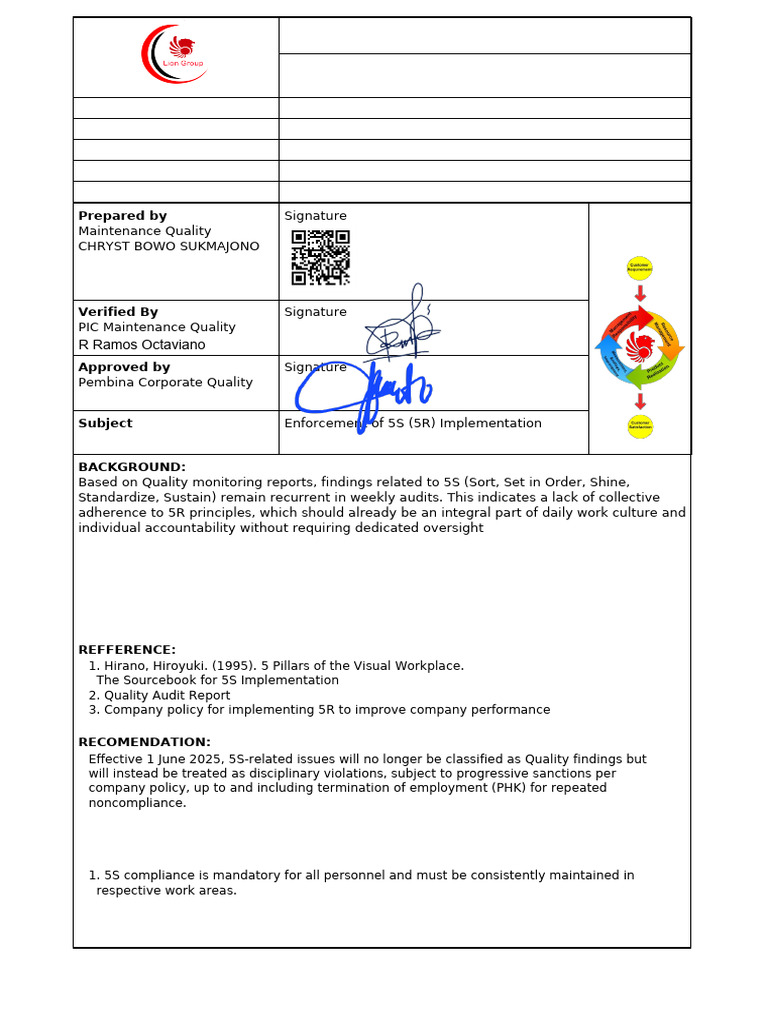 Quality Notice 5r Implementation | PDF | Business