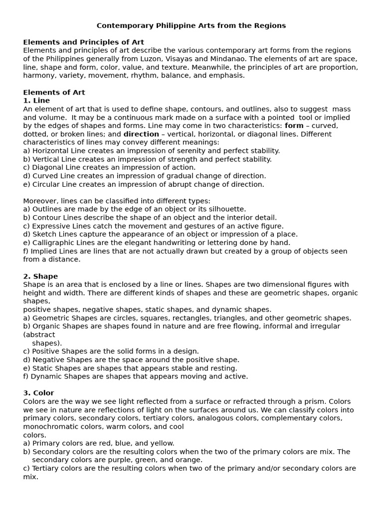 CPAR Elements and Principles of Arts | PDF | Shape | Color