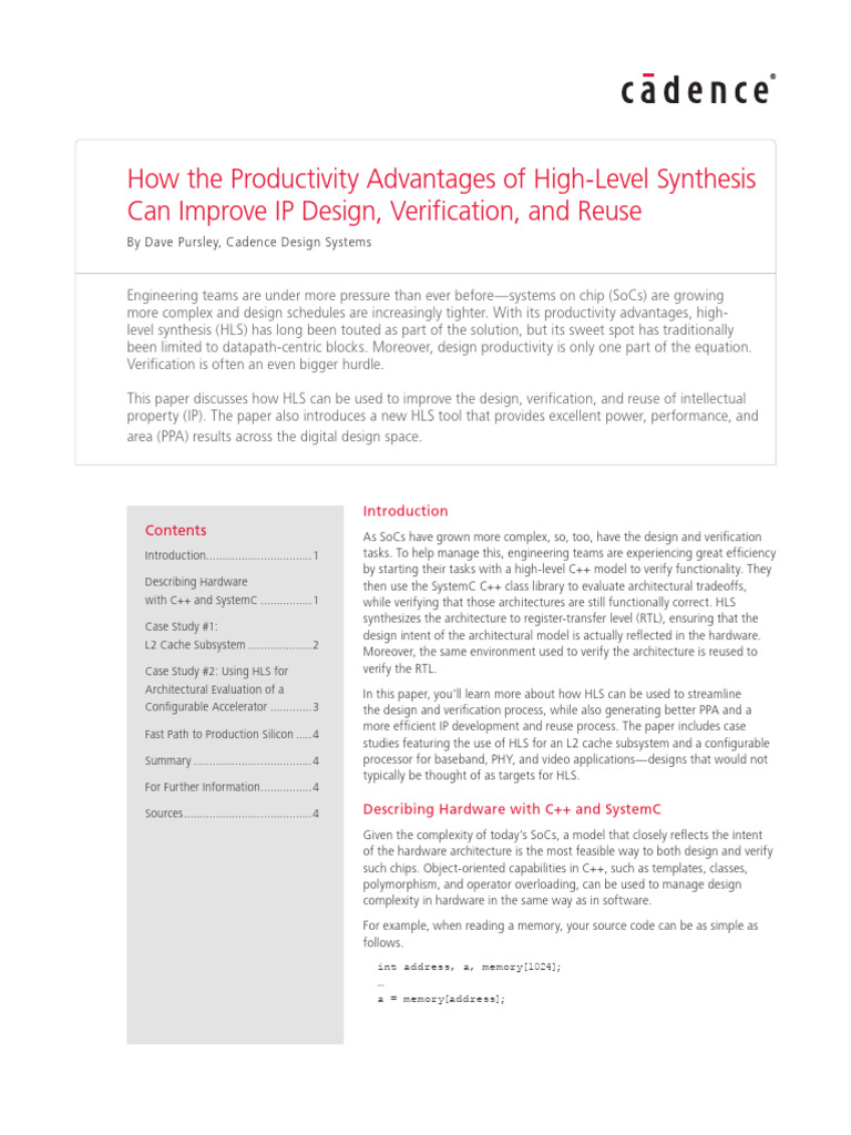 Systemc Hls Methodology WP | PDF | System On A Chip | Computing