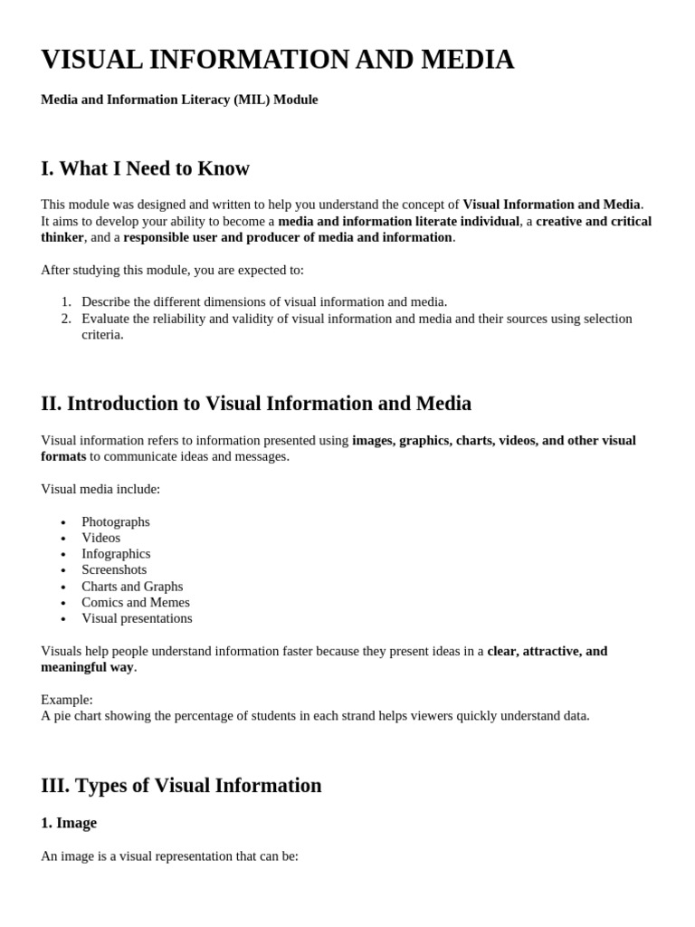 Visual Information and Media Module | PDF | Graphics | Data Compression