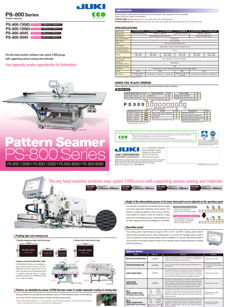 JUKI CATA 08-2022 ps800 12-2020 | PDF