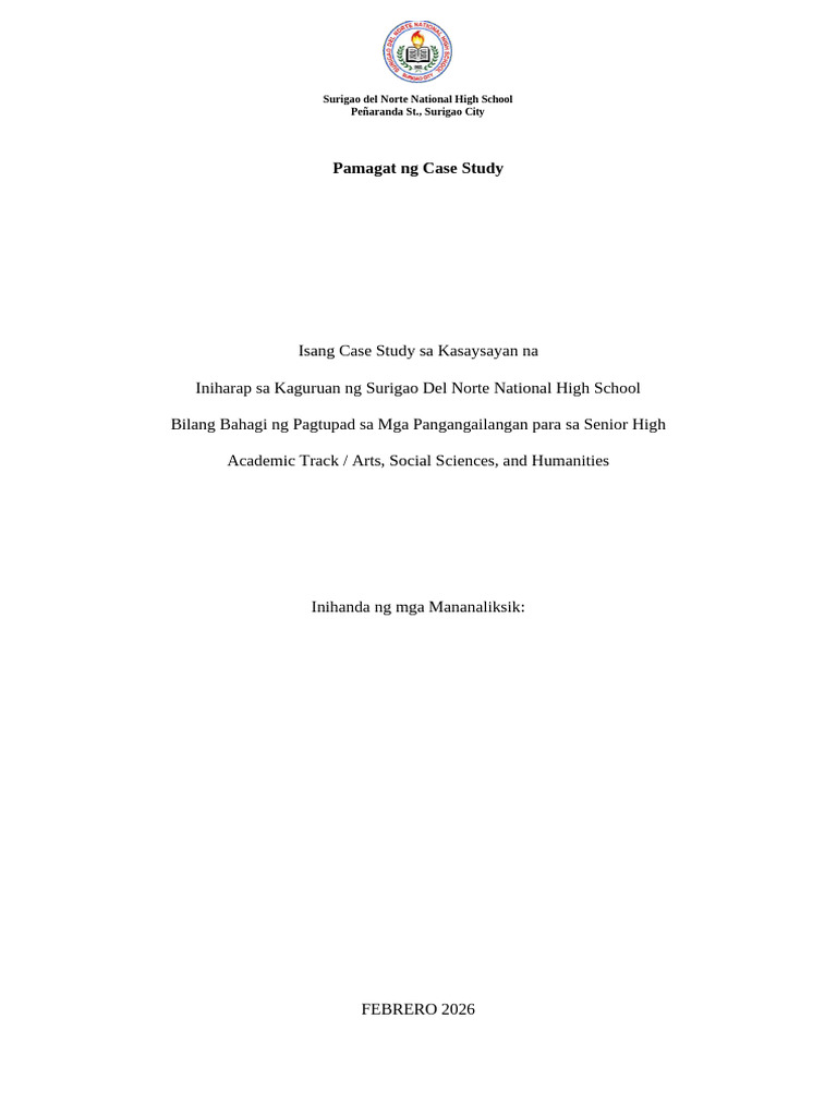 Case Study Format - Kasaysayan | PDF