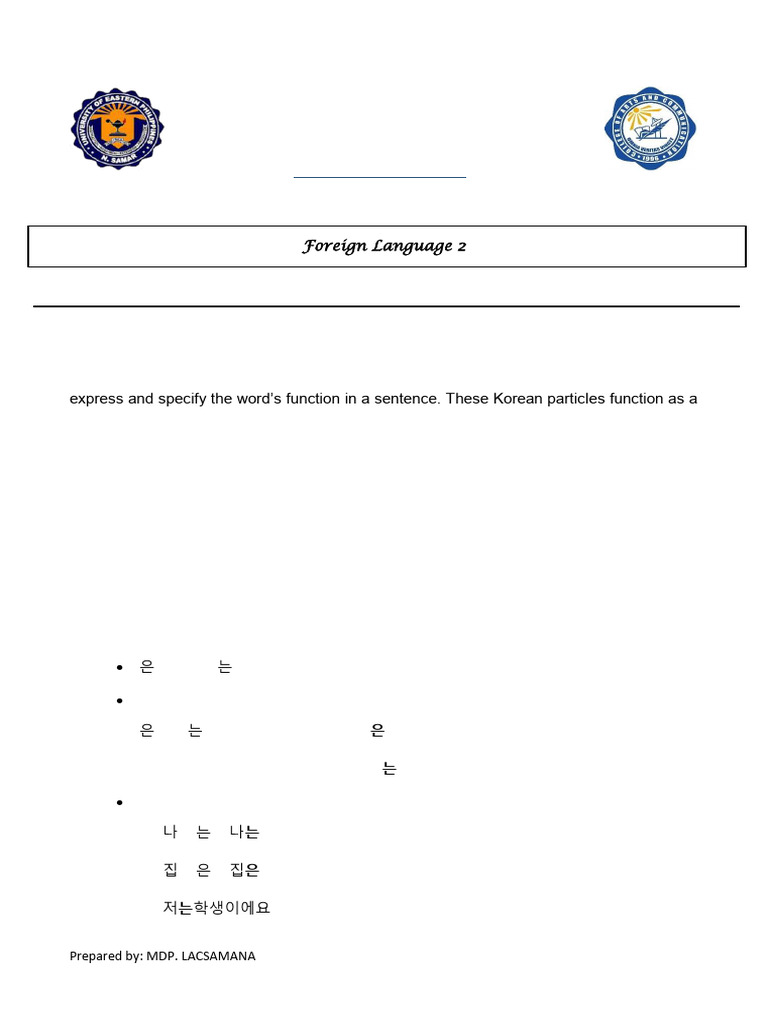 FL 1 Korean Particles Module | PDF | Plural | Word
