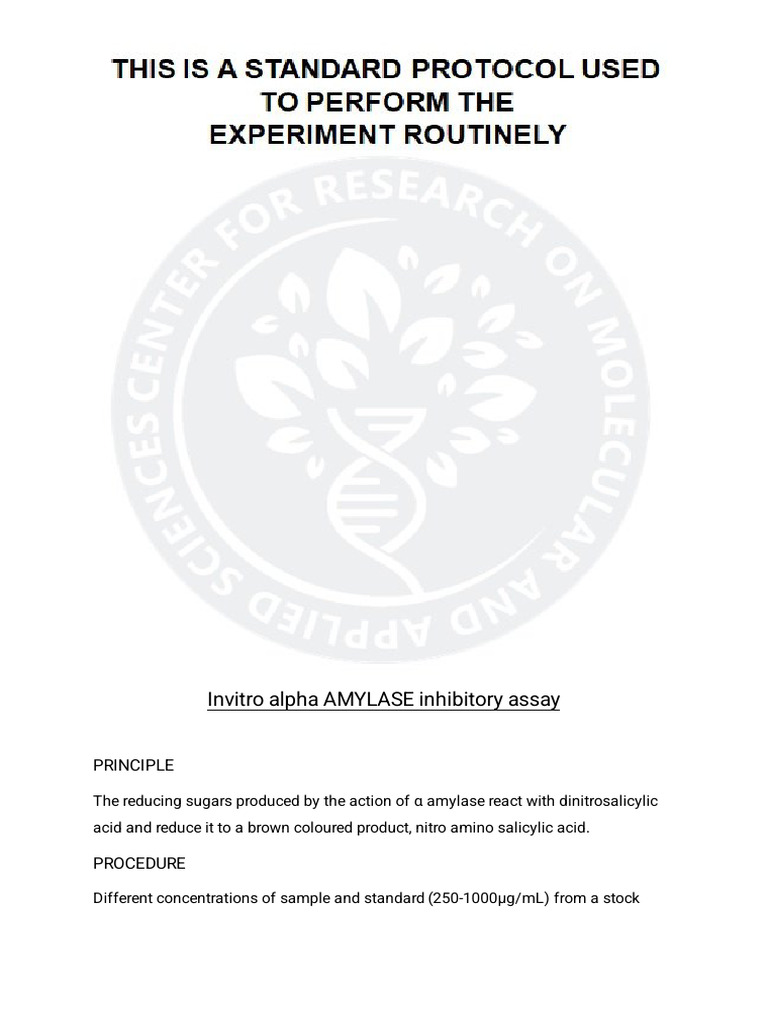 Invitro Alpha AMYLASE Inhibitory Assay Amrutha | PDF | Acid | Buffer ...