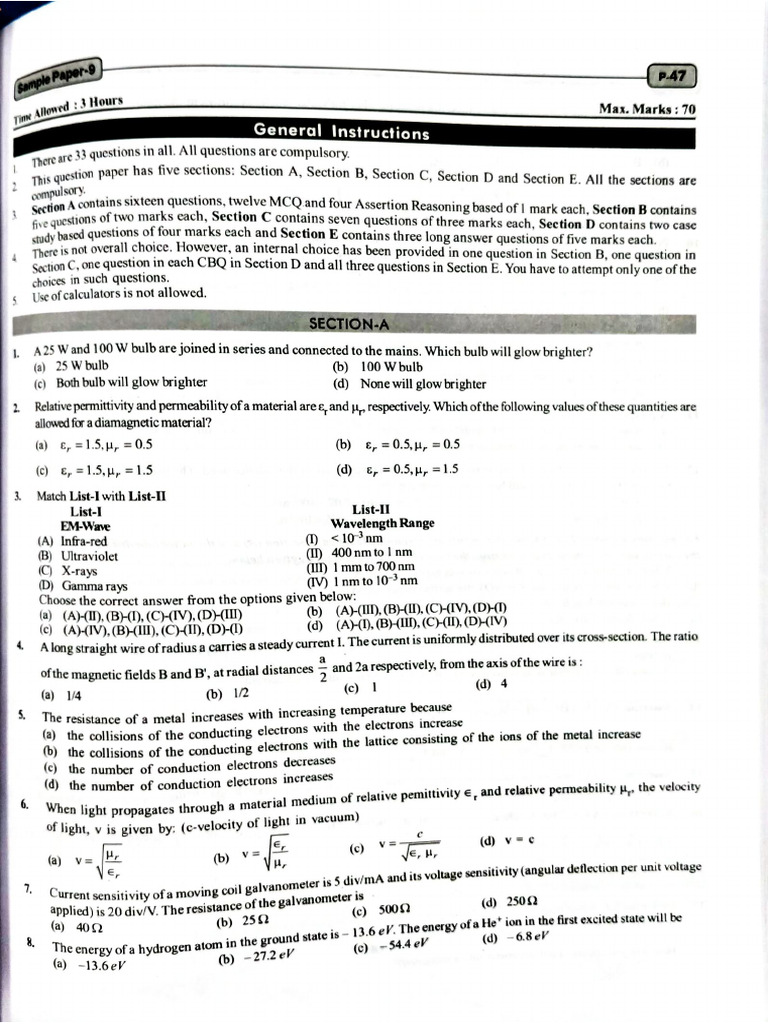 Sample Paper 43 | PDF