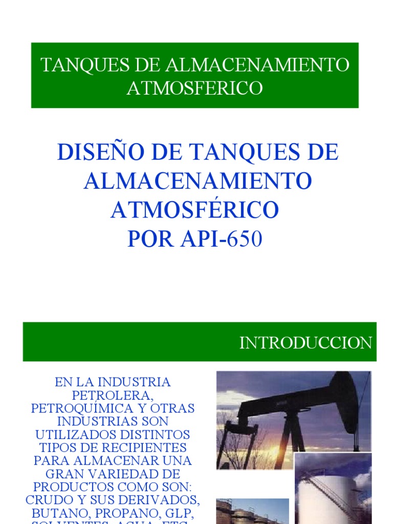 Presentacion API 650 | PDF | Tanques | Aluminio