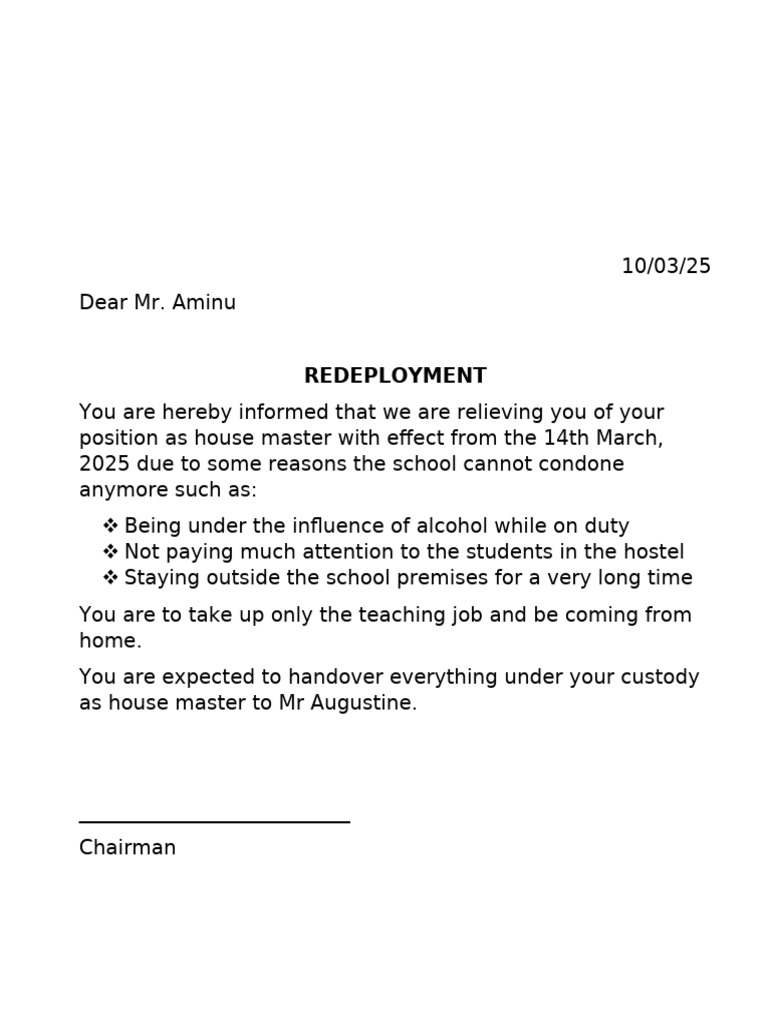 Redeployment Letter | PDF