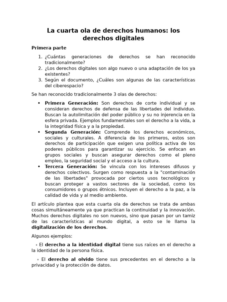 La Cuarta Ola de Derechos Humanos | PDF | Derechos digitales | Derechos ...