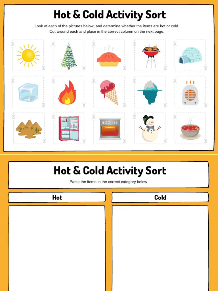 34 Hot and Cold Activity Sort Worksheets | PDF