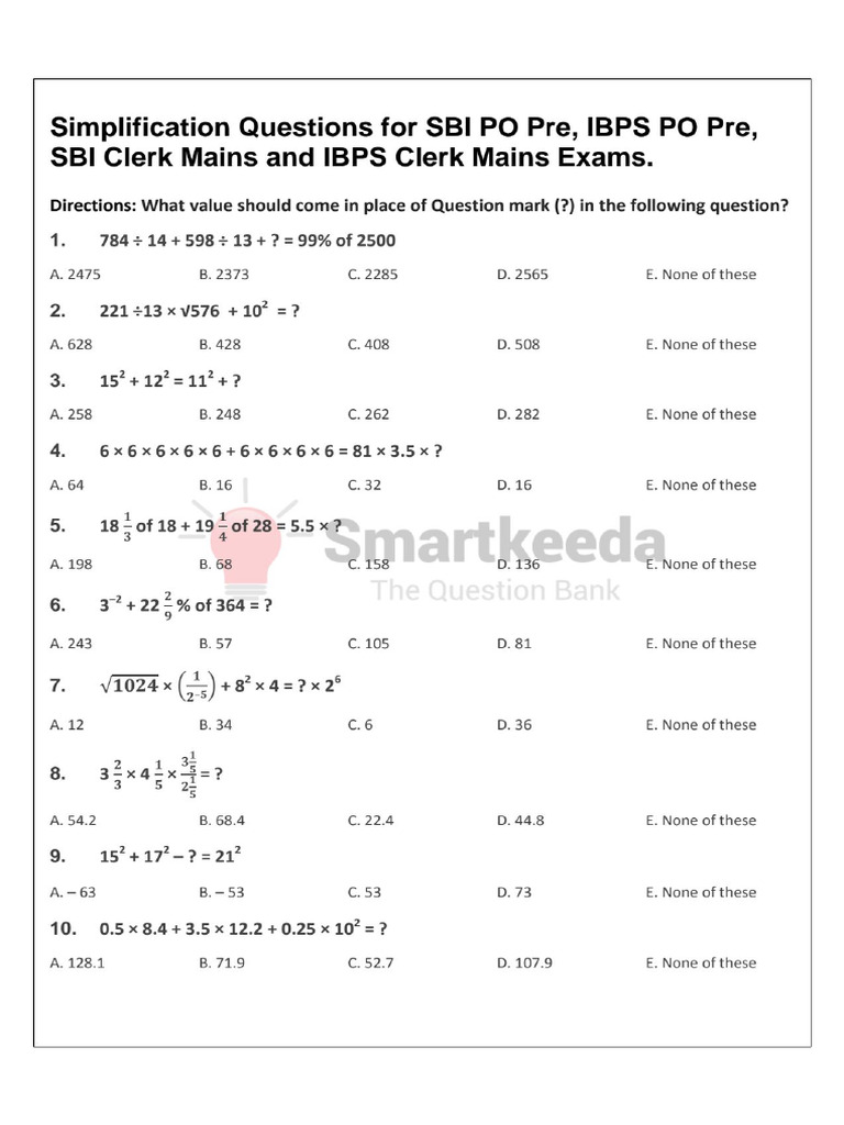 Simplifications PDF Set 1 | PDF