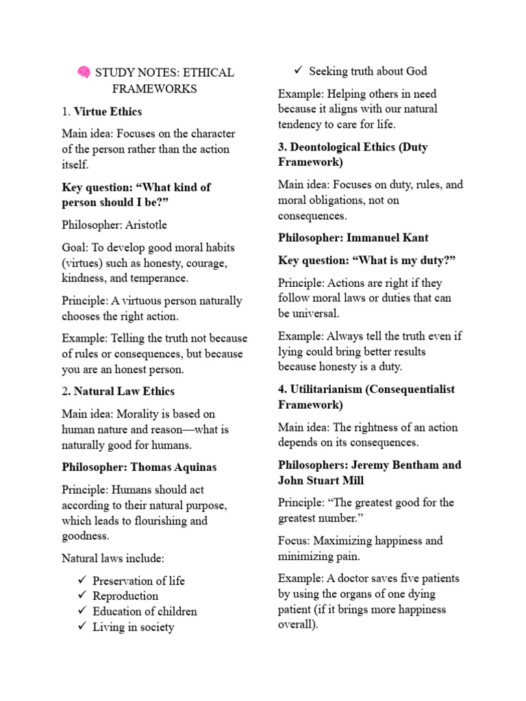 Ethics Notes | PDF | Virtue Ethics | Justice