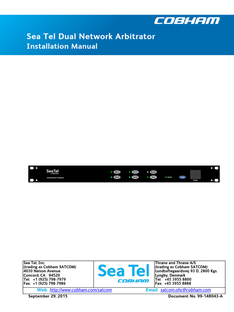 99 148043 A Sea Tel Dual Network Arbitrator Installation Manual | PDF ...