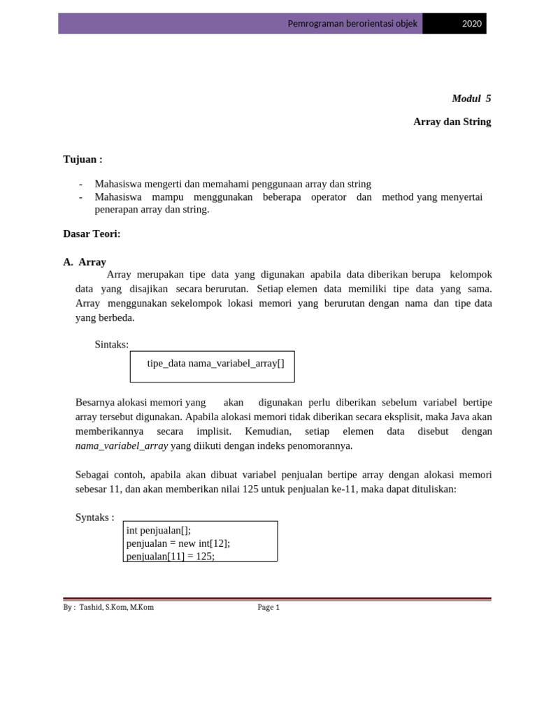 Modul 5 OOP Array Dan String | PDF