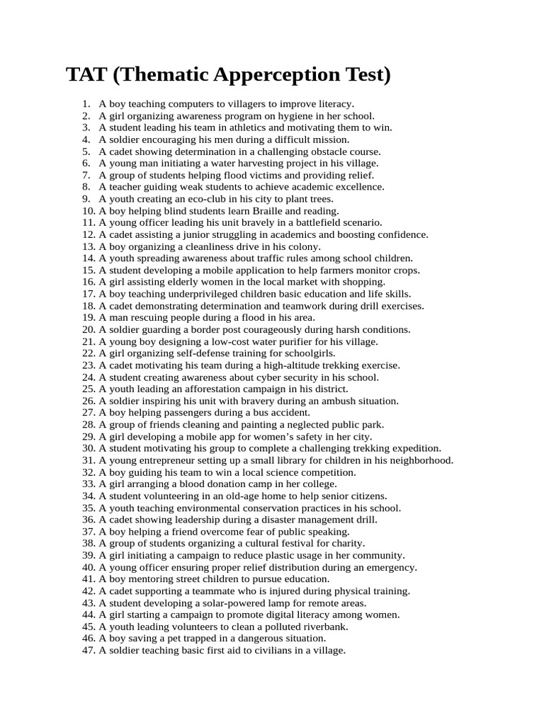 TAT (Thematic Apperception Test) | PDF | Leadership | Empathy