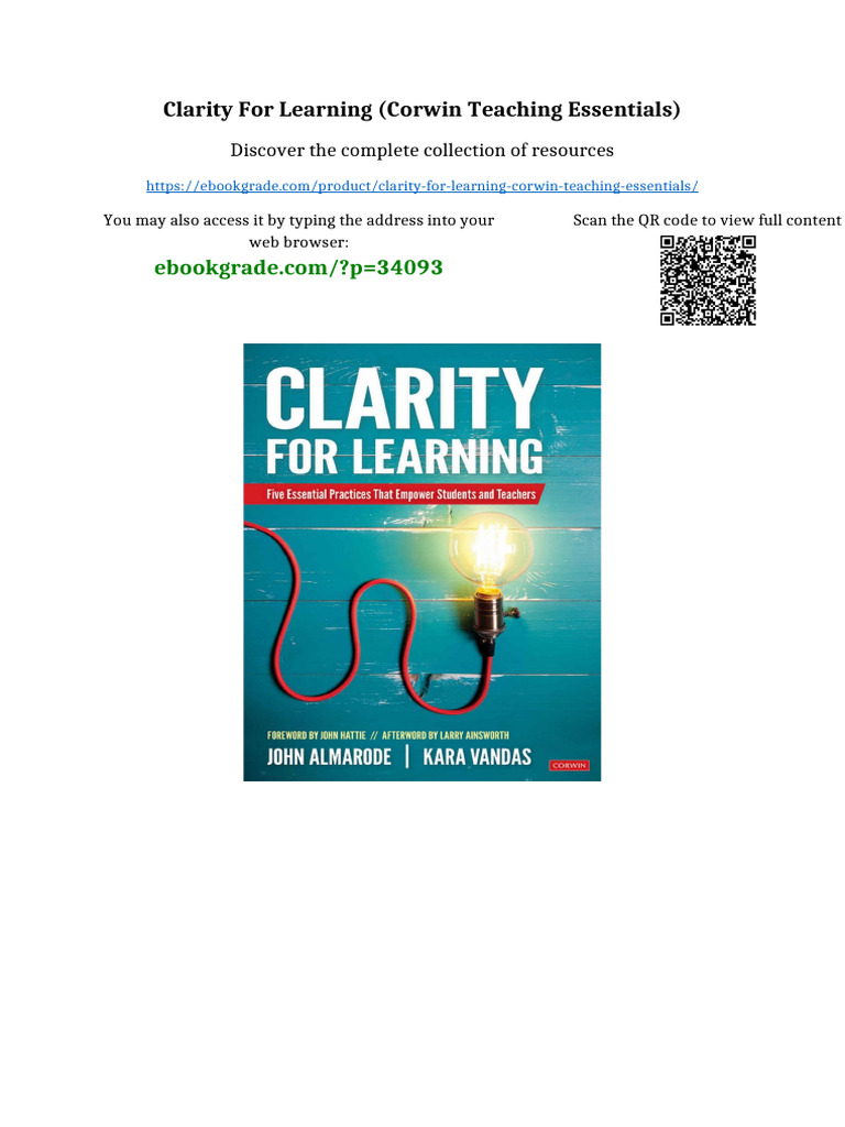 Clarity For Learning (Corwin Teaching Essentials) Kindle & PDF Formats ...