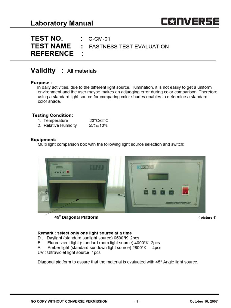 C-CM-01 Fastness Test Evaluation | PDF