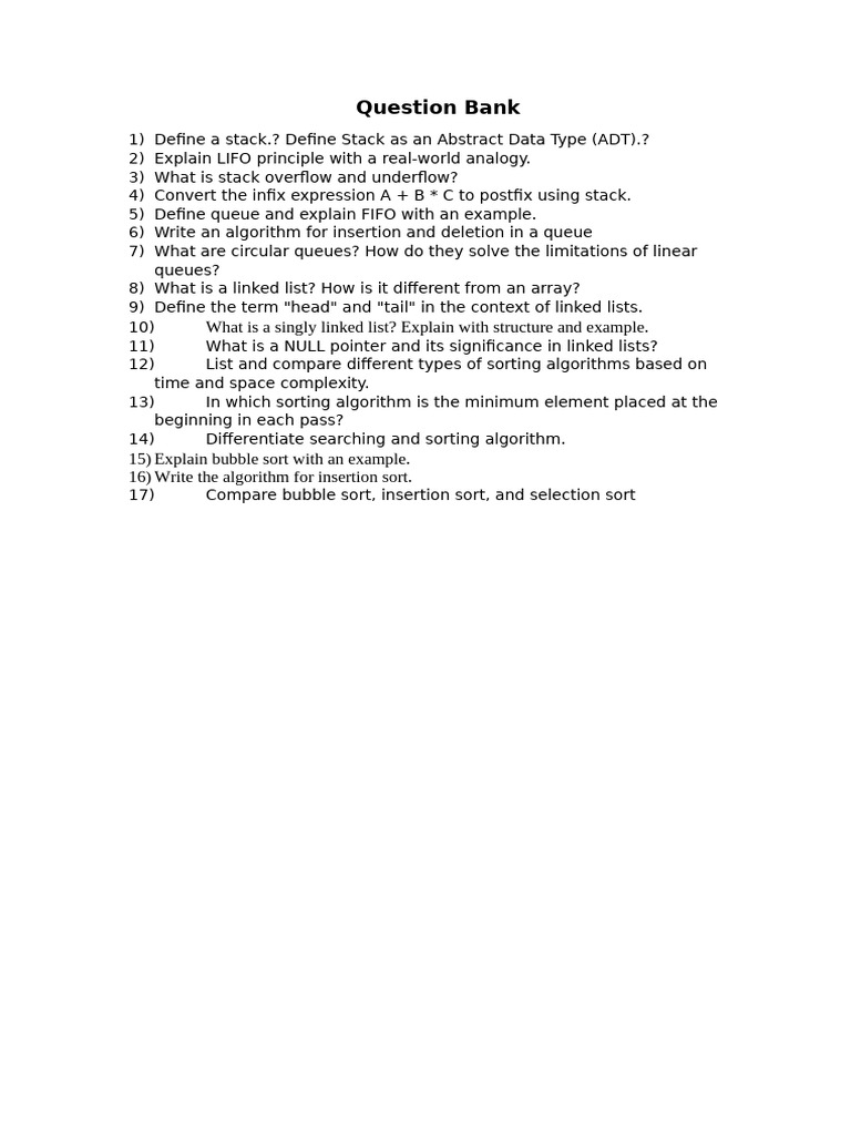 Question Bank | PDF