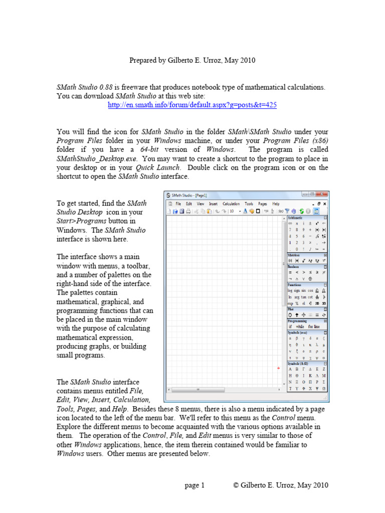 Introduction To The Use of SMath Studio (Gilberto Urroz) | PDF ...