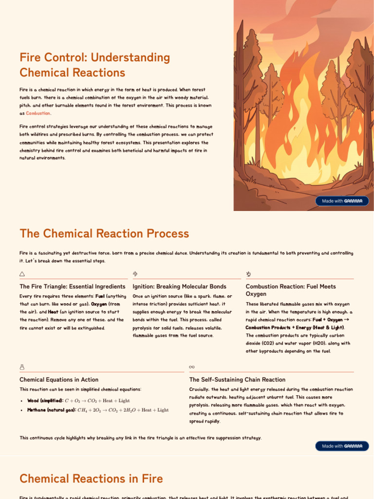 Fire Control Understanding Chemical Reactions | PDF | Combustion | Fires