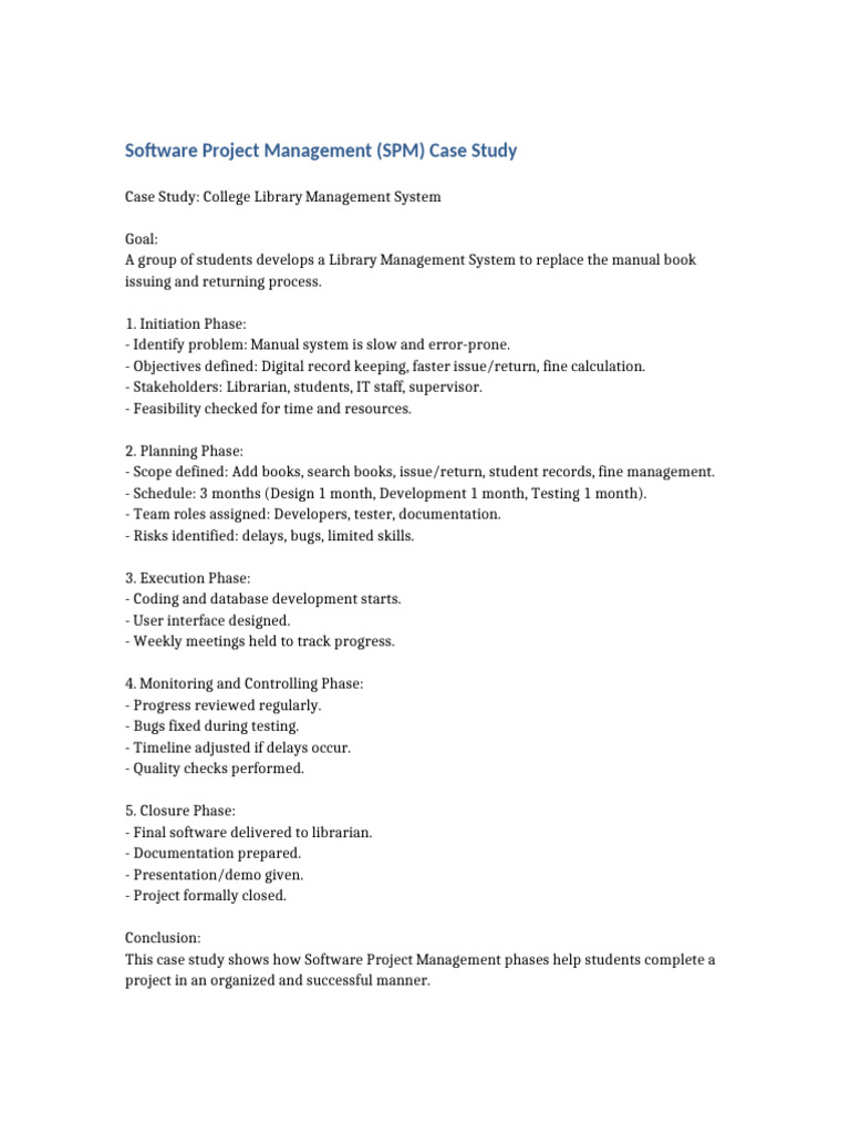 SPM Case Study Library Management System | PDF