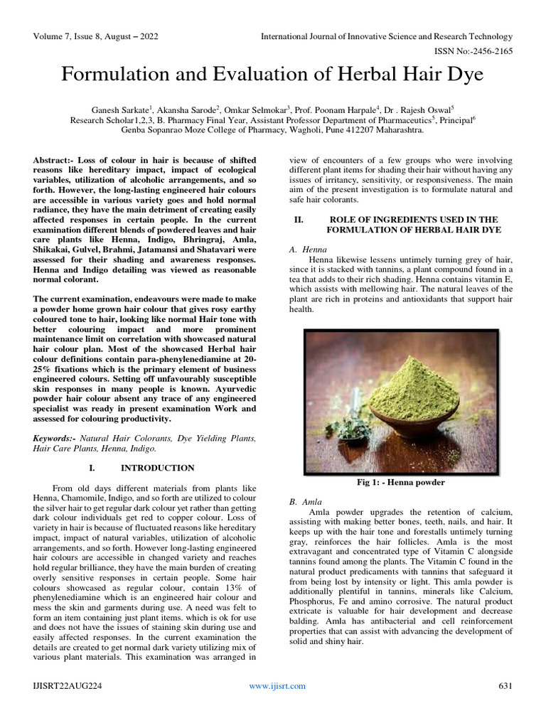 Formulation and Evaluation of Herbal Hai | PDF | Density ...