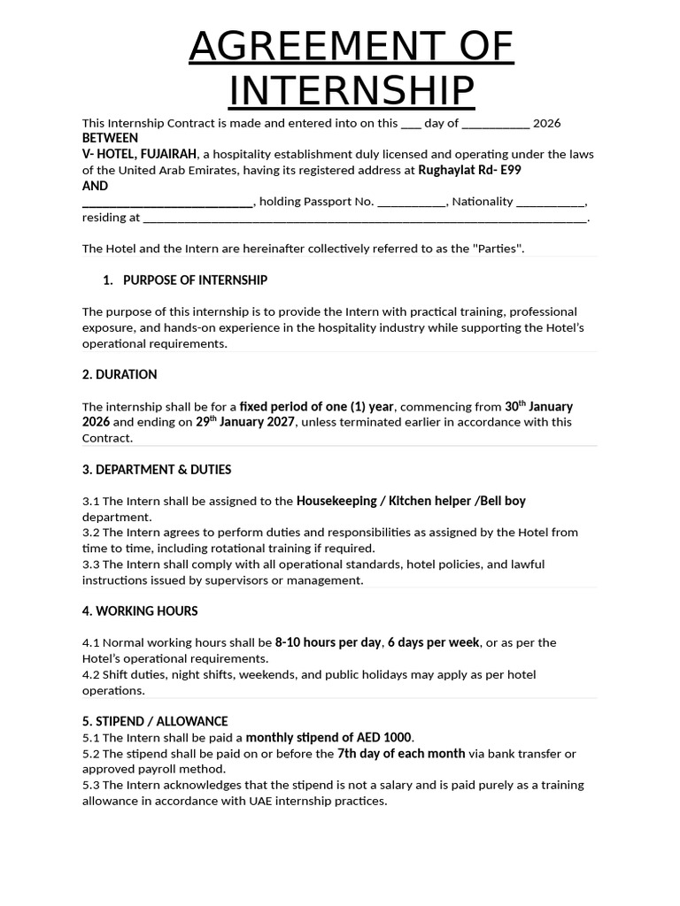 Internship Contract | PDF | Confidentiality | Justice