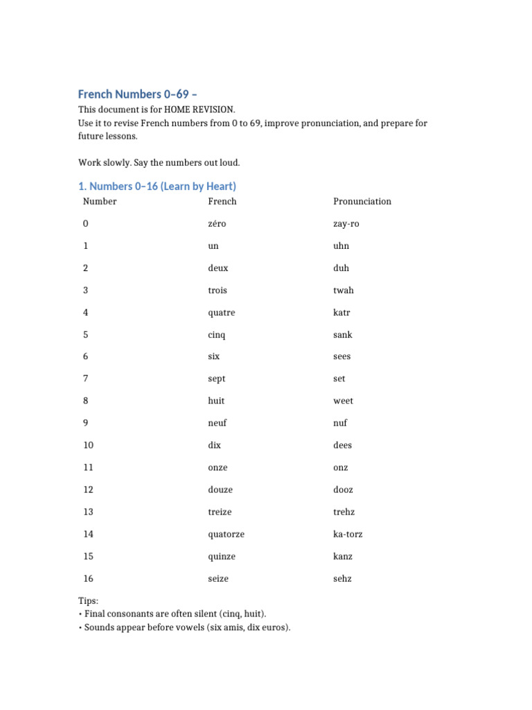 STUDENT MATERIAL - Numbers - 0 - To - 69 - Home - Revision | PDF ...