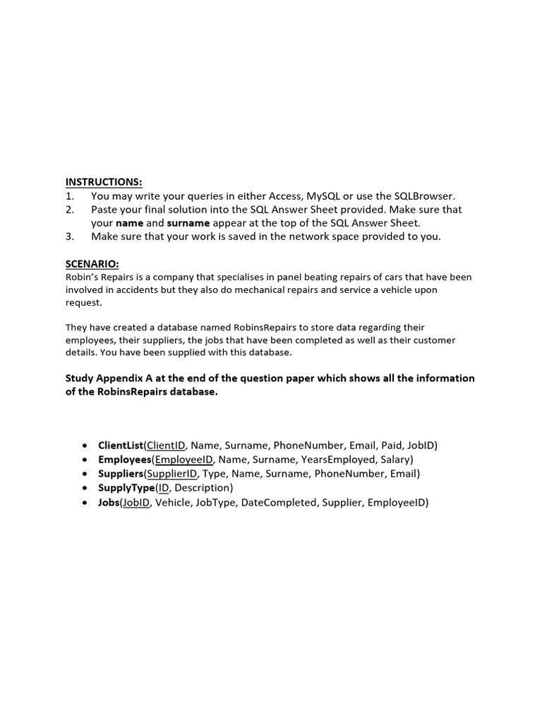 SQL Test 2021 Final Version | PDF | Databases | Sql