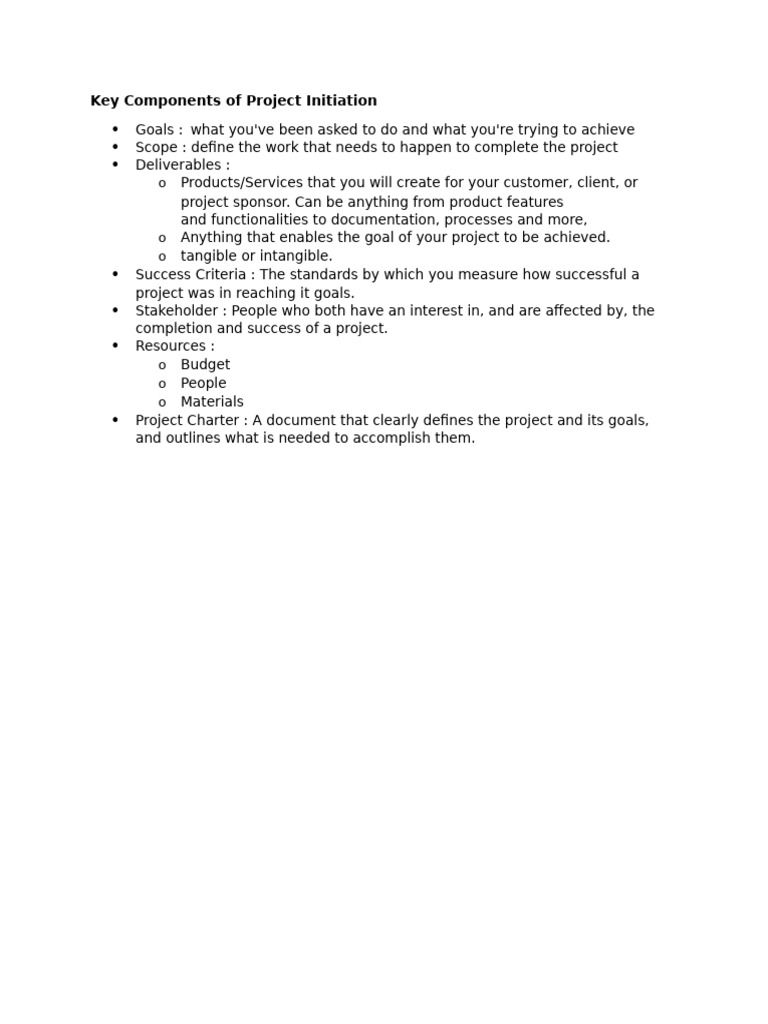 Key Components of Project Initiation | PDF