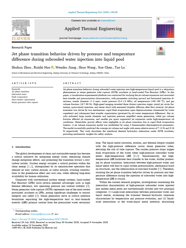 Jet Phase Transition Behavior Driven by Pressure and Tempe 2026 Applied ...