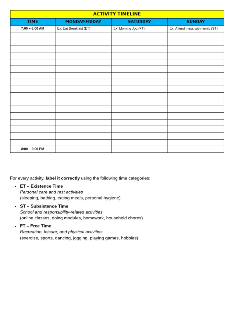 Activity Timeline Template | PDF