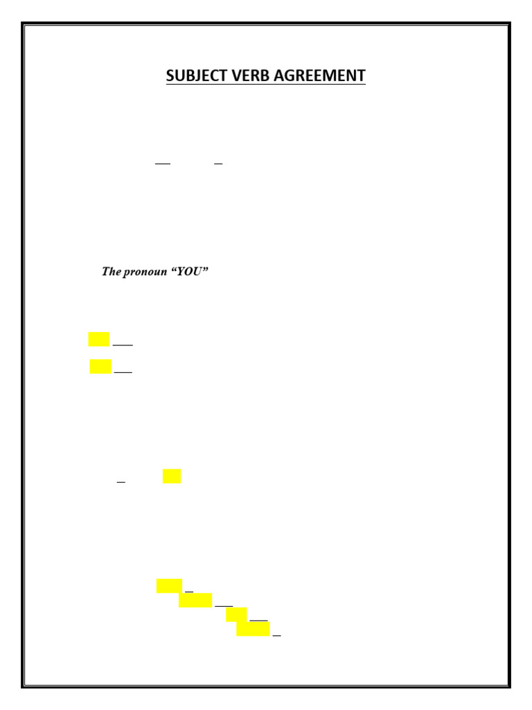 Subject Verb Agreement Notes | PDF | Grammatical Number | Plural