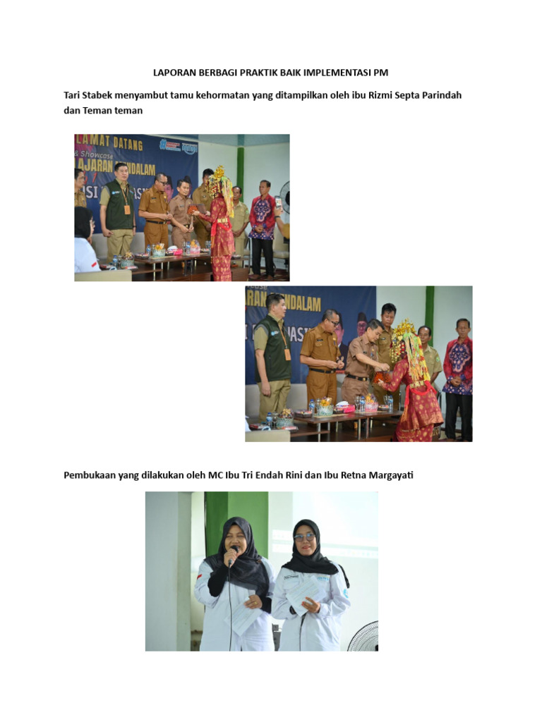 Laporan Berbagi Praktik Baik Implementasi PM Tari Stabek Menyambut Tamu ...