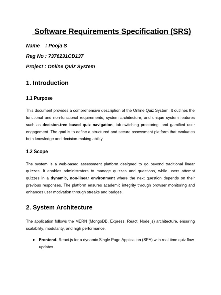 Software Requirements Specification (SRS) | PDF | System | Computing