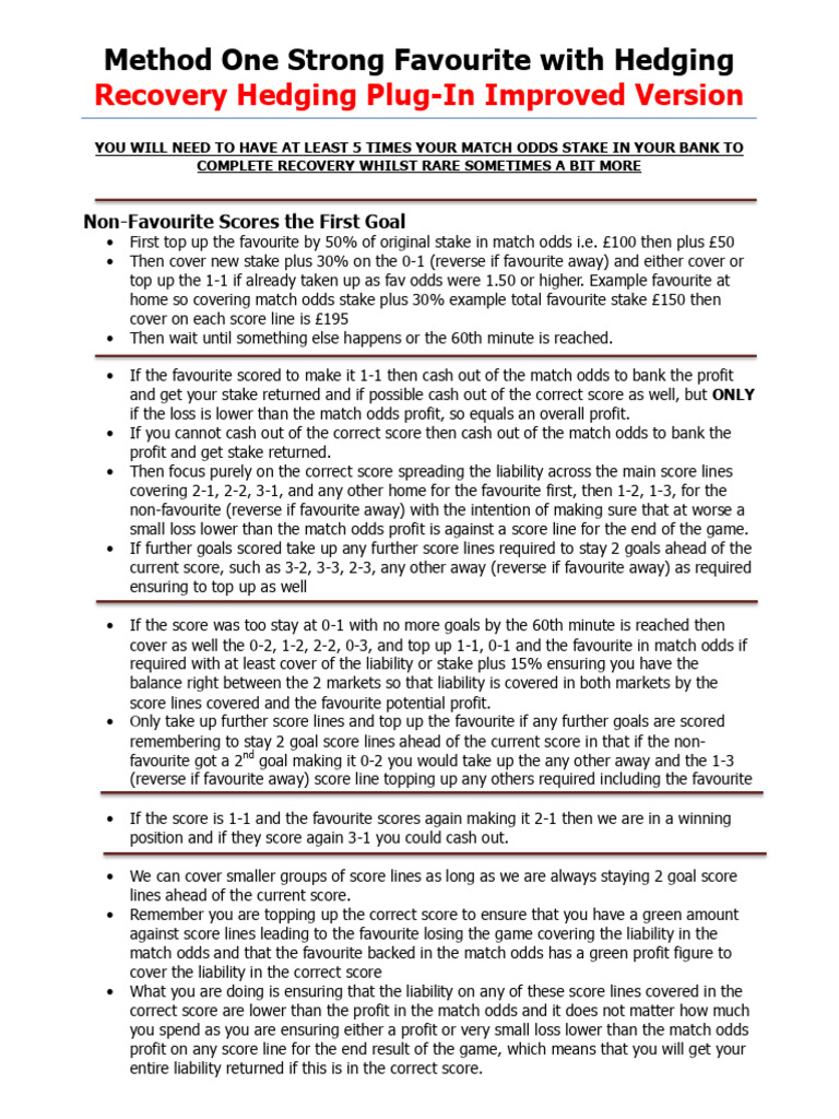 Method One Recovery Hedging Plug-In Improved Version Crib Sheet | PDF ...