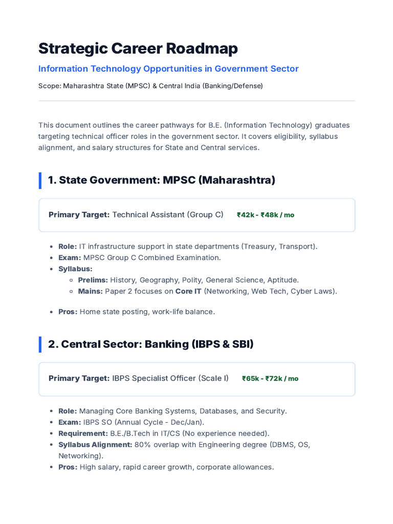 IT Career Roadmap - Government & Public Sector | PDF | Databases