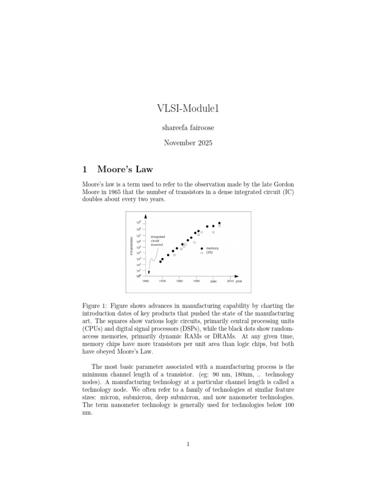 VLSI Module1-1 | PDF | System On A Chip | Random Access Memory