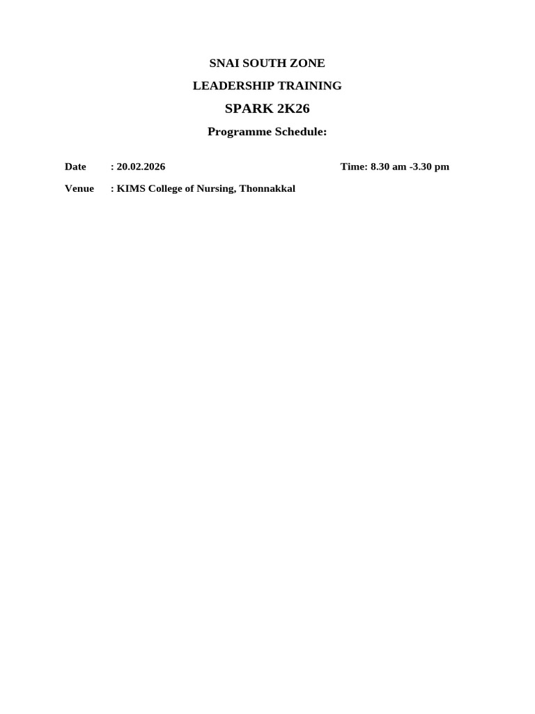 Programme Schedule Spark | PDF