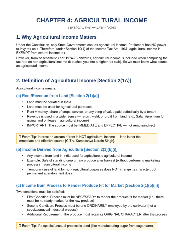 Agricultural Income Notes | PDF | Taxes | Agriculture