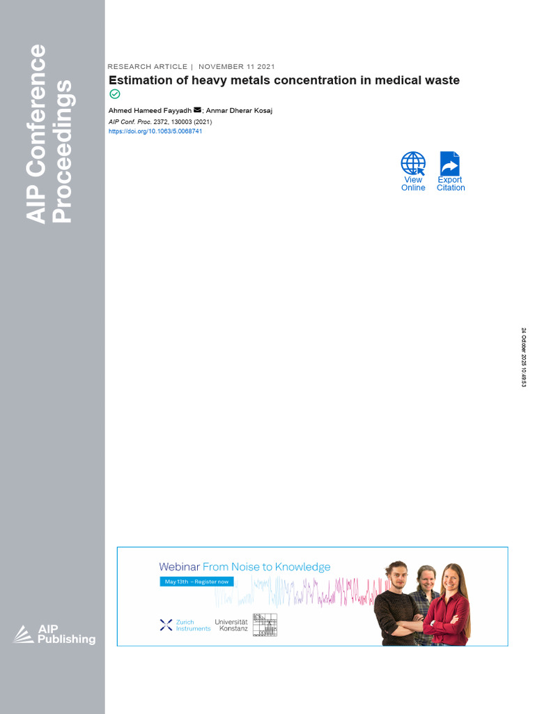 Estimation of Heavy Metals Concentration in Medical Waste | PDF
