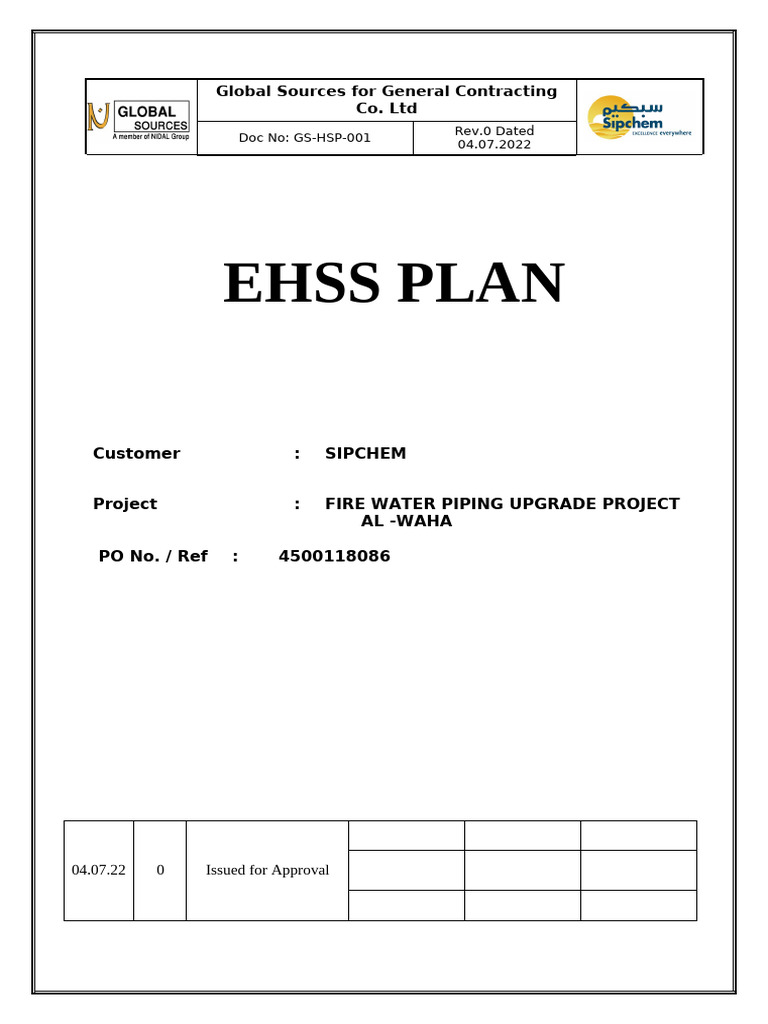 Ehss Plan Sipchem | PDF | Occupational Safety And Health | Safety