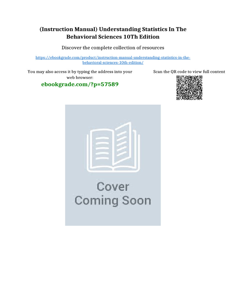 (Instruction Manual) Understanding Statistics in The Behavioral ...