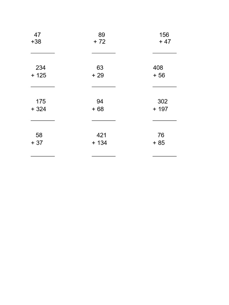 Addition Practice Worksheet | PDF